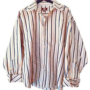 1970s 70s Burgundy Stripes Geoblock Pattern Diamond Disco OVERSIZED Shirt 2XL